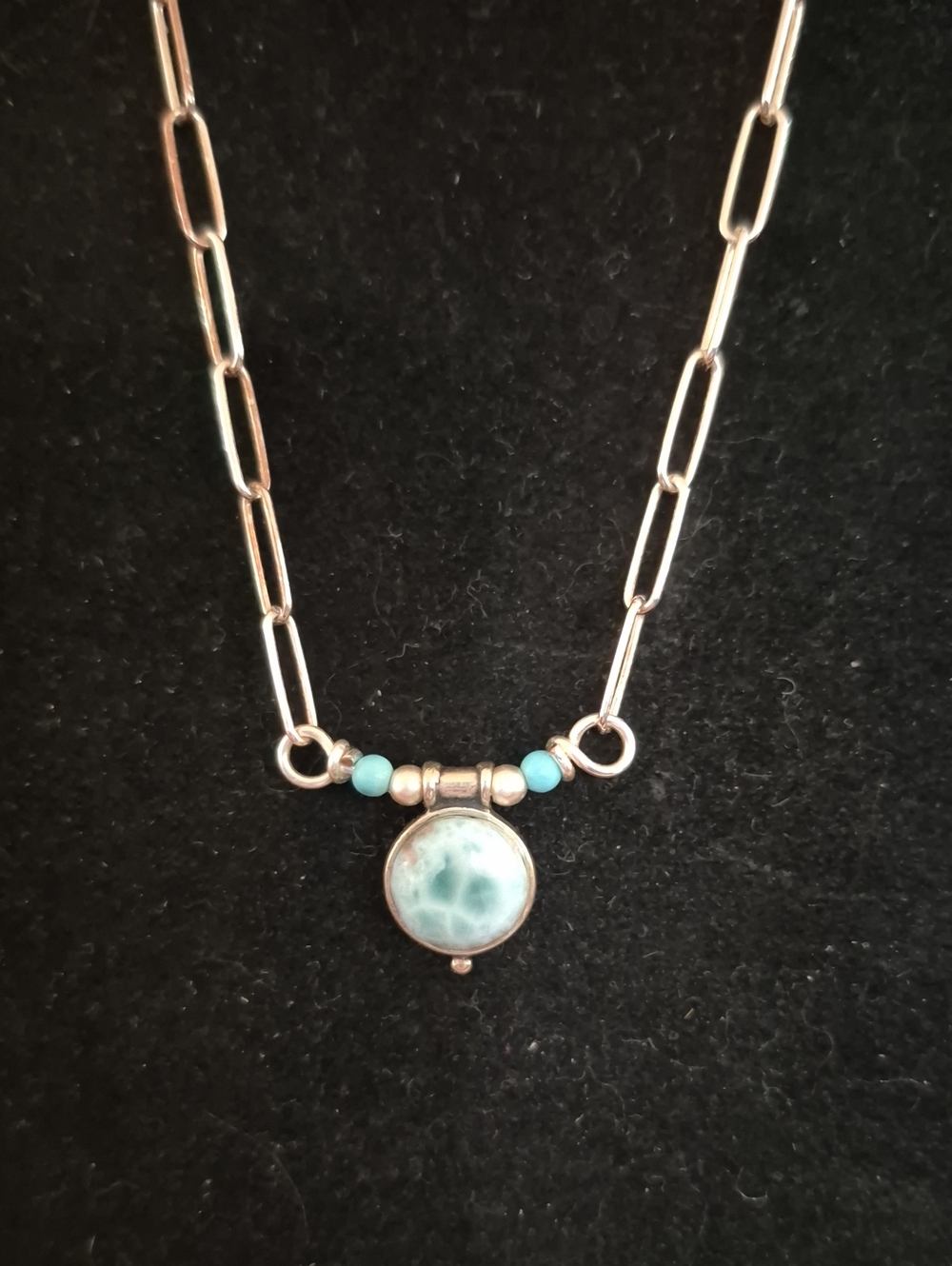 Sappireskies Designs Sterling Larimar Turquoise Necklace